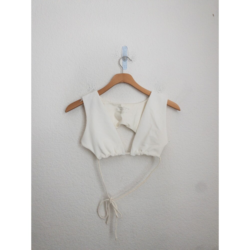 Frankie's Bikinis white ribbed bikini tank size S